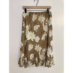 Y2K Vintage Worthington Fairycore Cottagecore Floral Ruffle Hem Slip Skirt 16